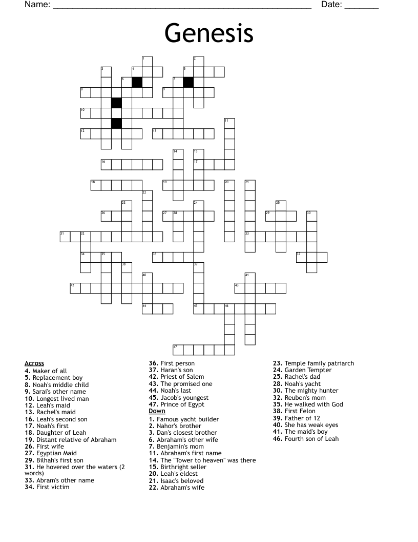 Genesis Crossword WordMint