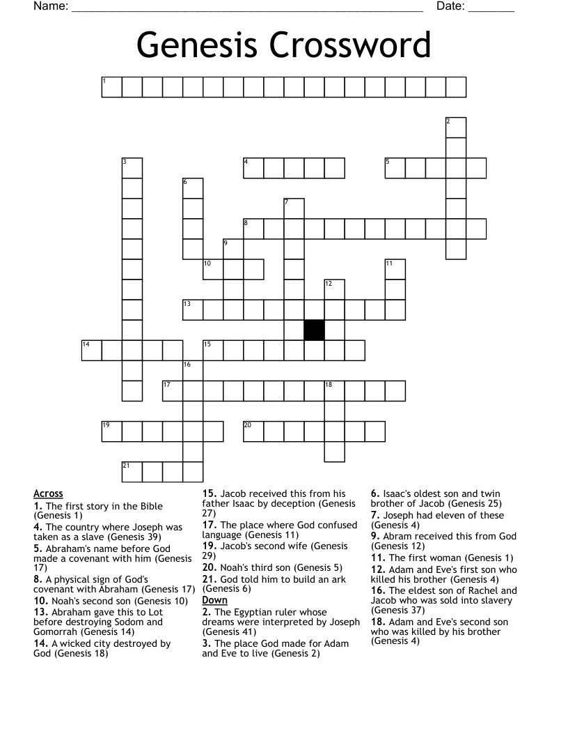 Genesis Crossword WordMint