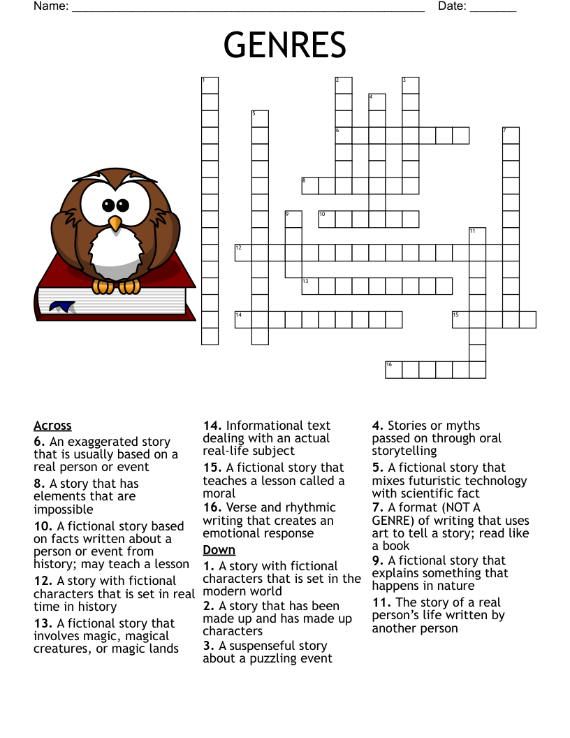 GENRES Crossword WordMint