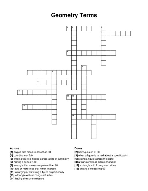 Geometry Terms Crossword Puzzle