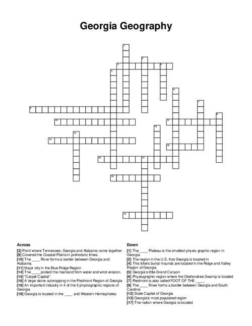 geography crossword puzzle