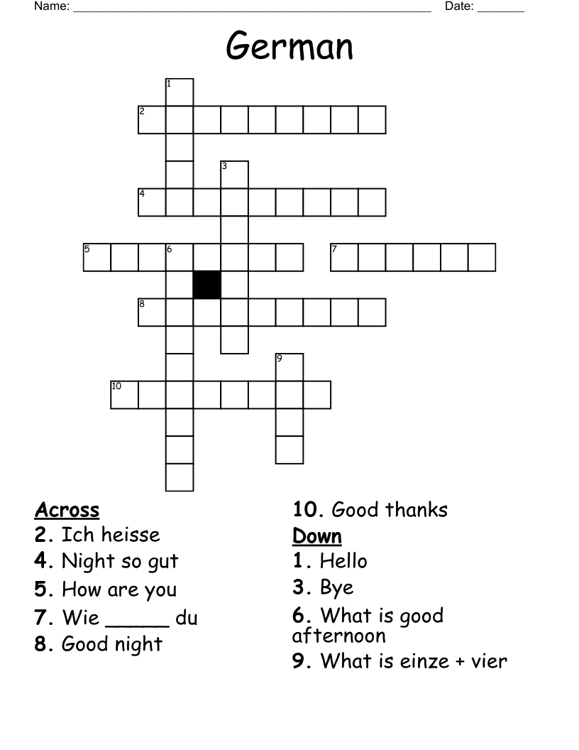 German Crossword WordMint