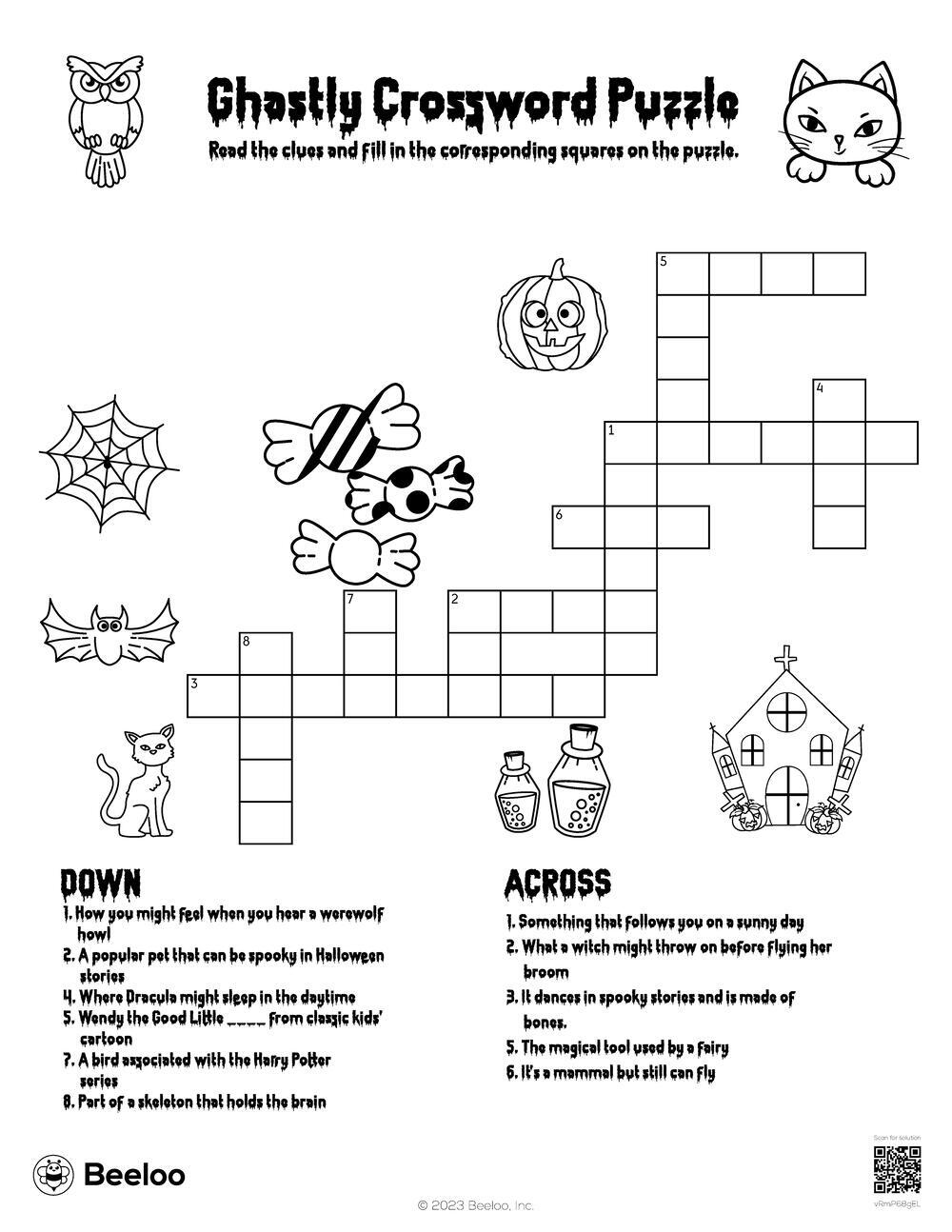 Ghastly Crossword Puzzle Beeloo Printable Crafts And Activities For Kids Ghastly Crossword Puzzle Beeloo Printable Crafts And Activities For Kids