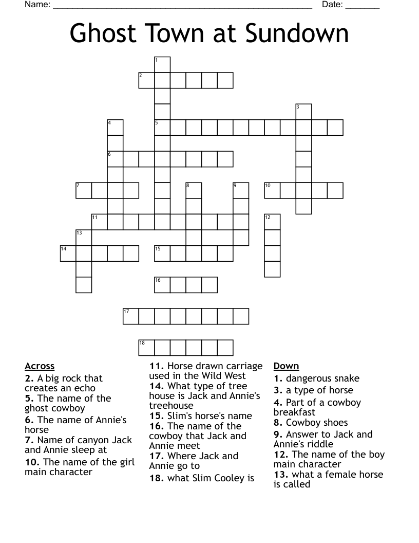 Ghost Town At Sundown Crossword WordMint