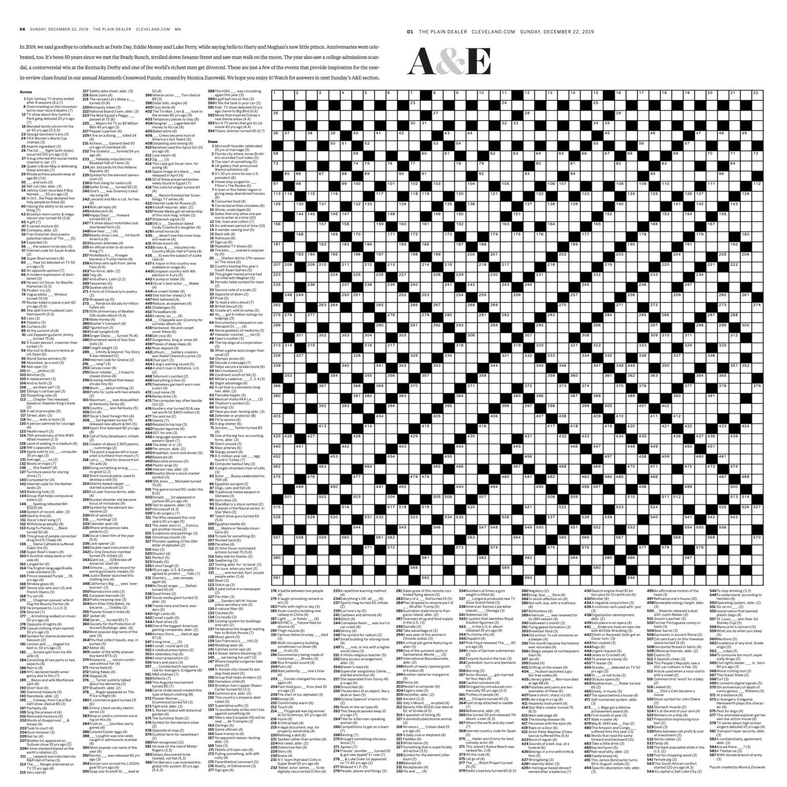 Giant Crossword Puzzle Printable Brainza