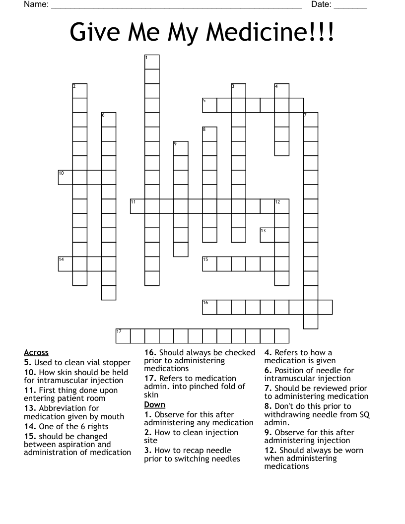 Give Me My Medicine Crossword WordMint
