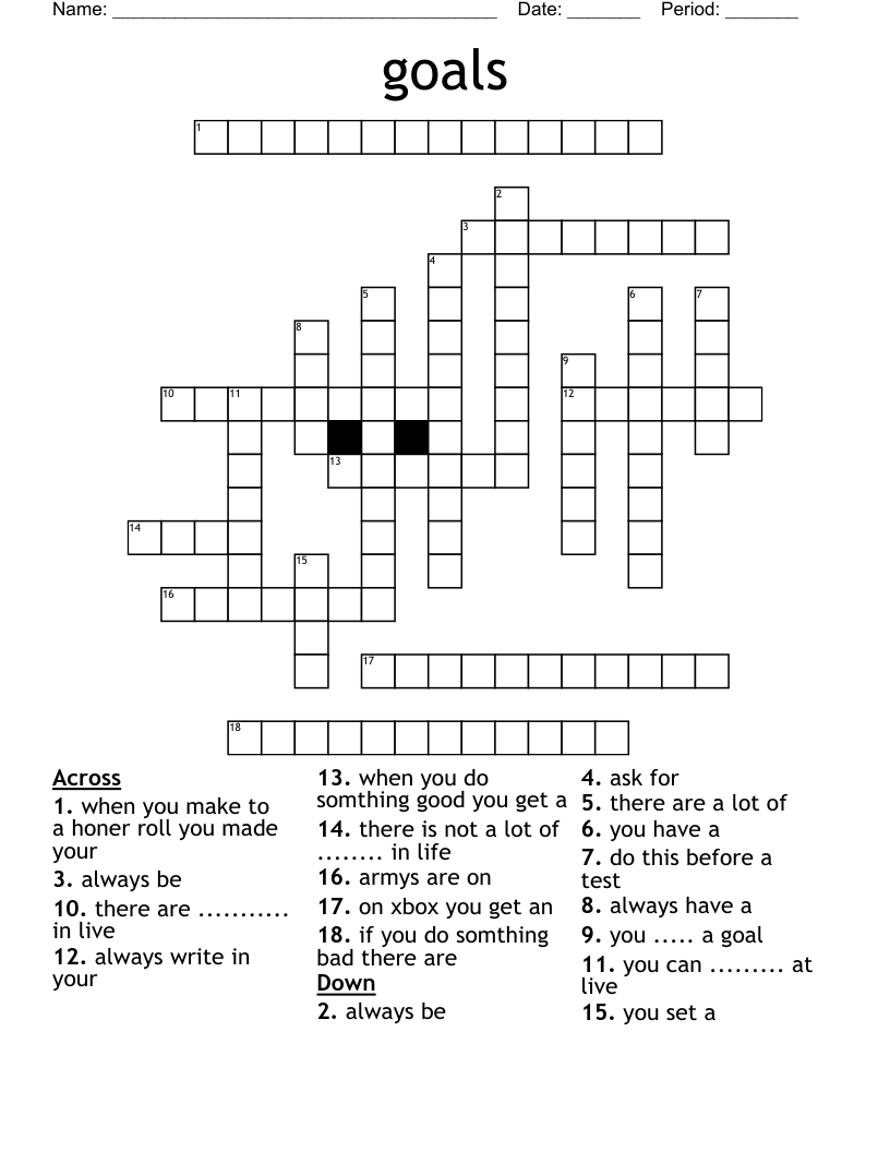 Goals Crossword WordMint