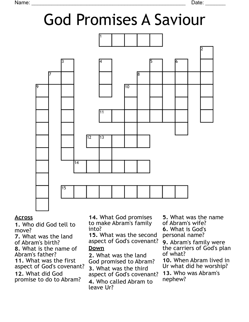 God Promises A Saviour Crossword WordMint God Promises A Saviour Crossword WordMint