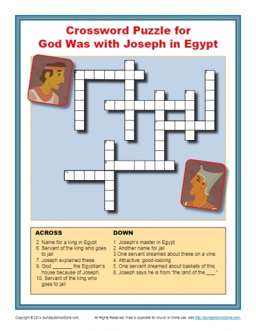 God Was With Joseph Crossword Puzzle Bible Word Puzzles For Young 