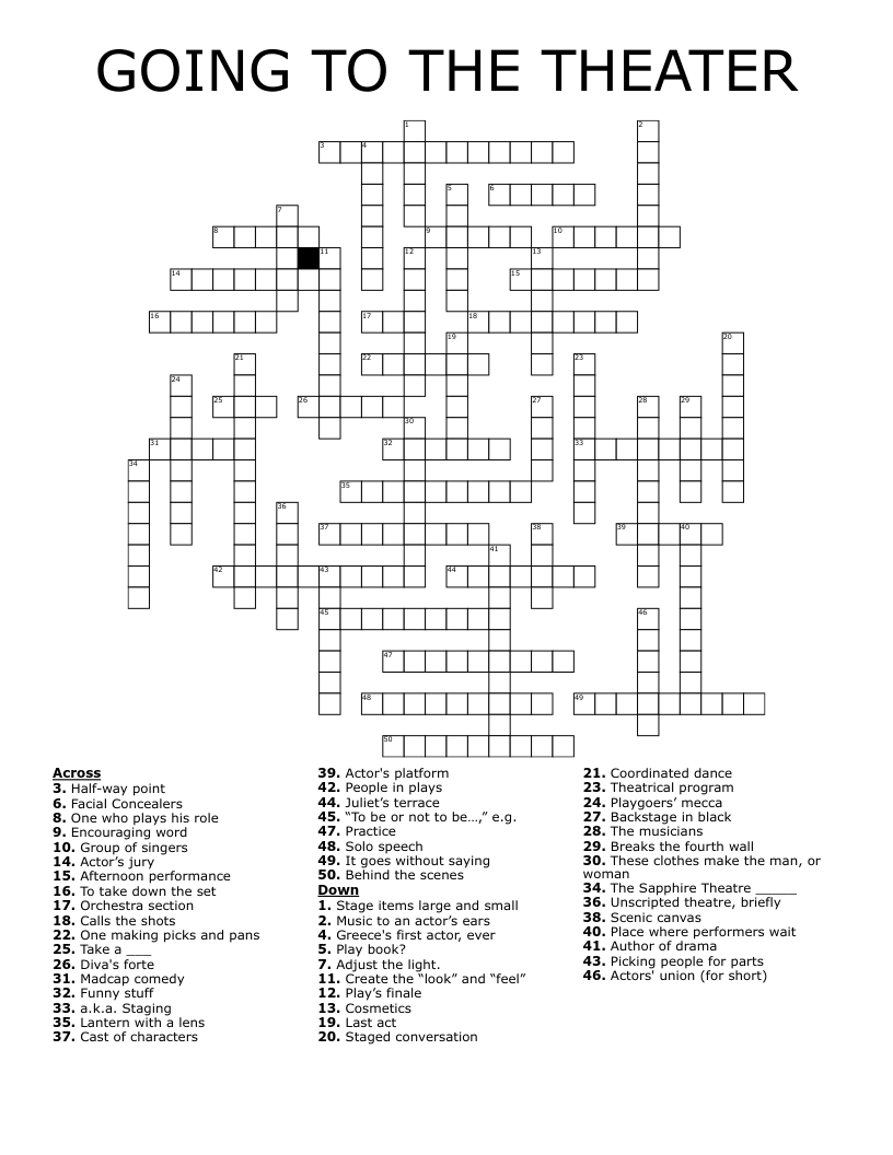 GOING TO THE THEATER Crossword WordMint