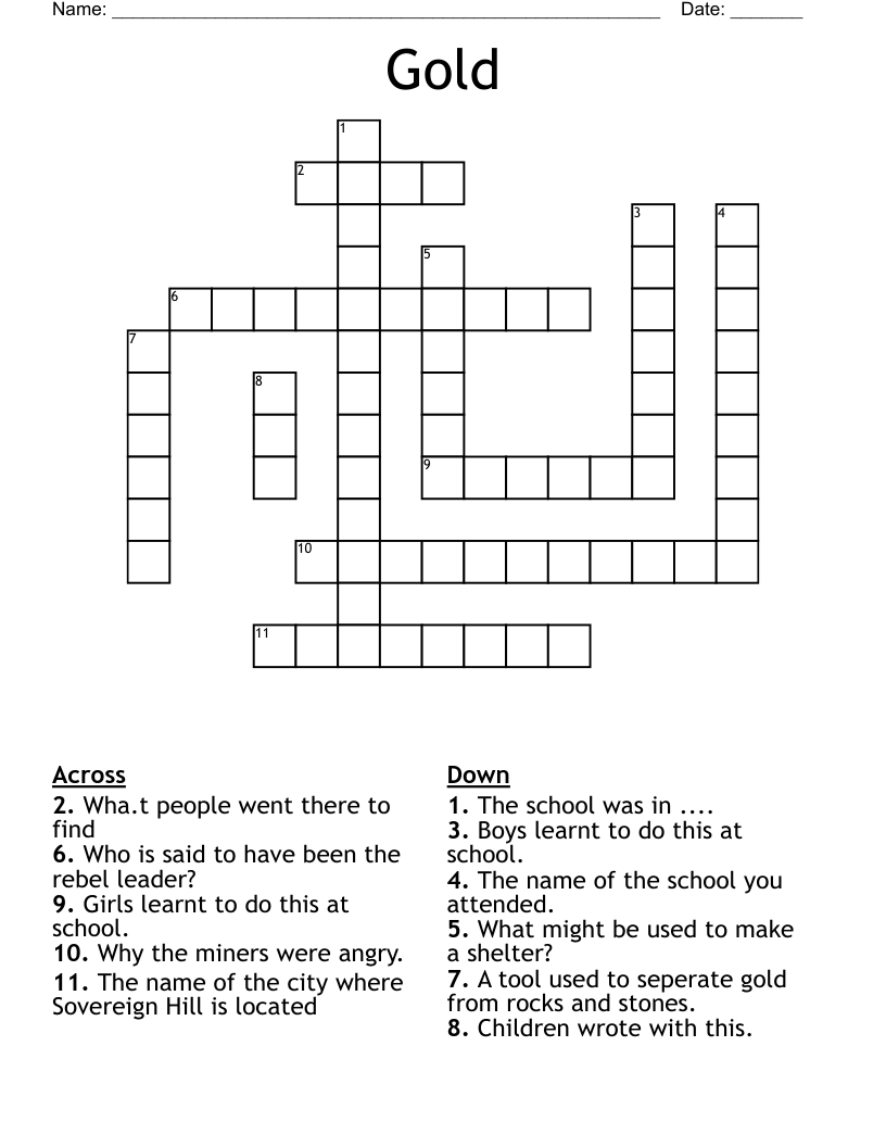 Gold Crossword WordMint
