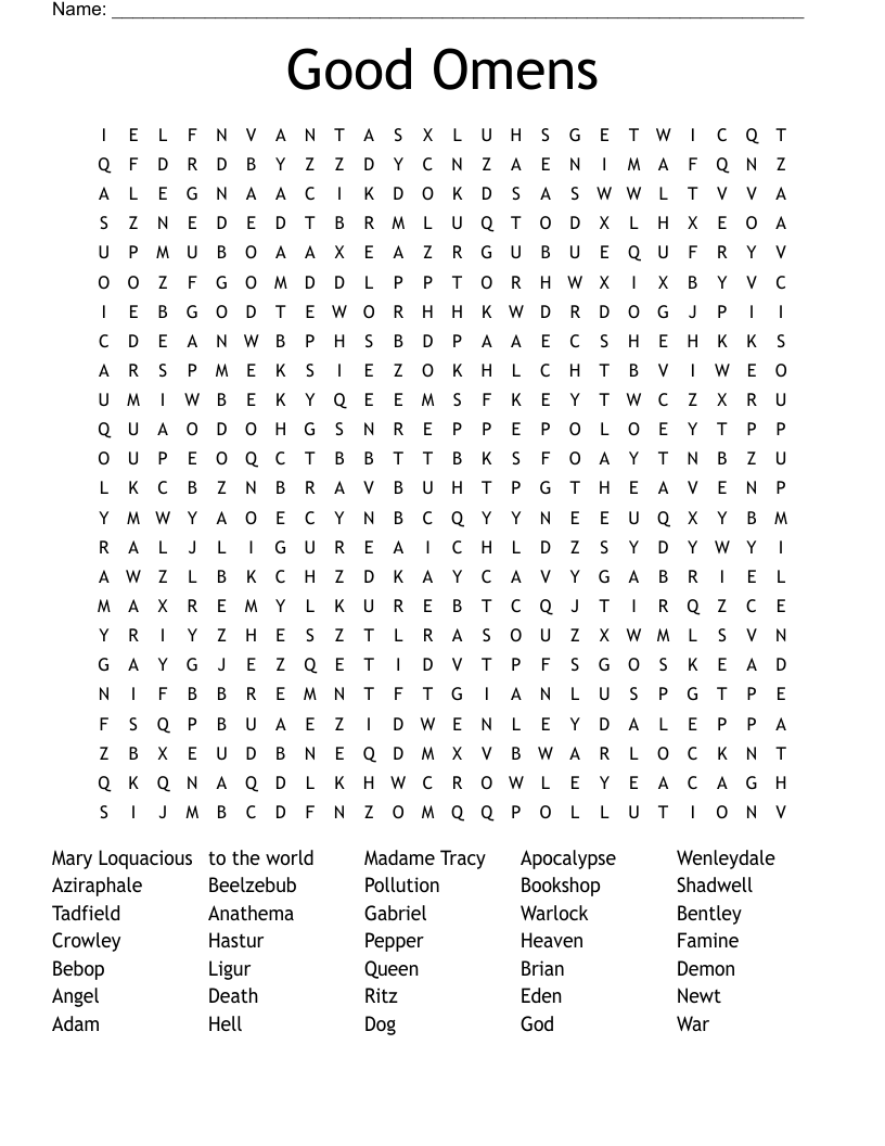 Good Omens Word Search WordMint Good Omens Word Search WordMint