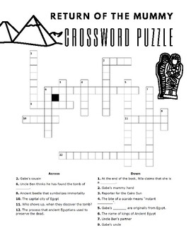 Goosebumps Book 23 Return Of The Mummy Crossword Puzzle TPT