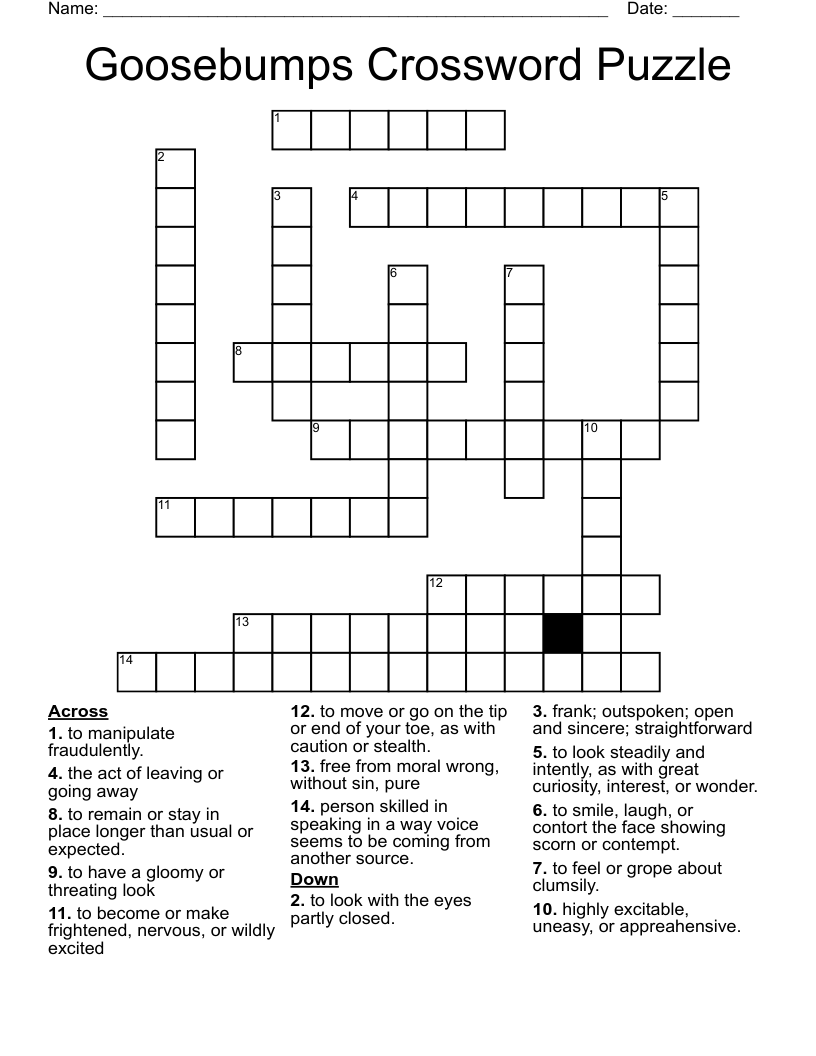 Goosebumps Crossword Puzzle WordMint Goosebumps Crossword Puzzle WordMint