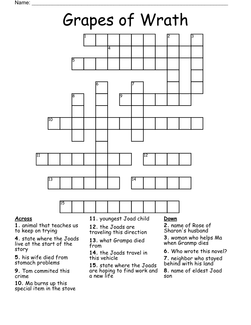 Grapes Of Wrath Crossword WordMint Grapes Of Wrath Crossword WordMint