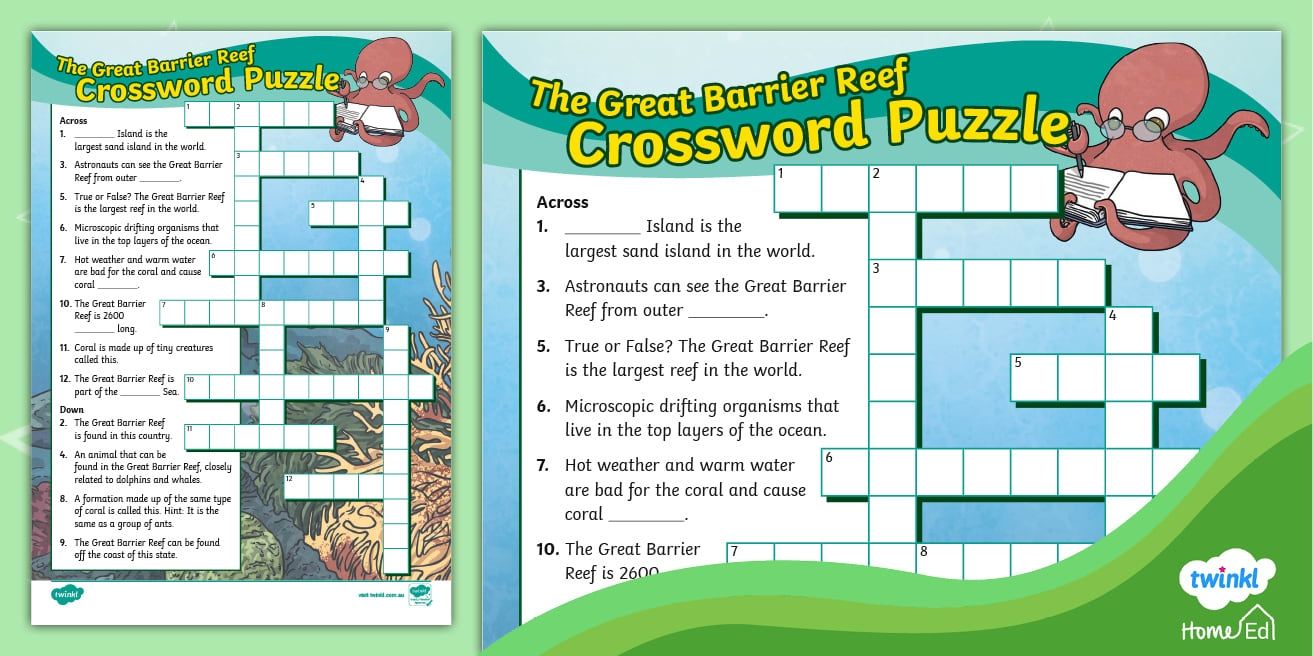 Great Barrier Reef Crossword Puzzle