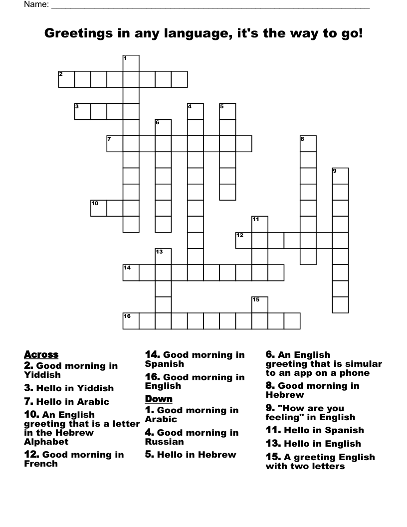 Greetings In Any Language It s The Way To Go Crossword WordMint