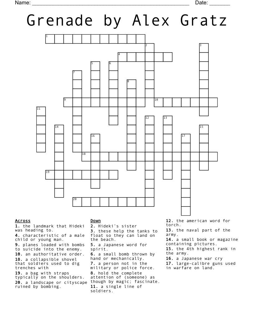 Grenade By Alex Gratz Crossword WordMint