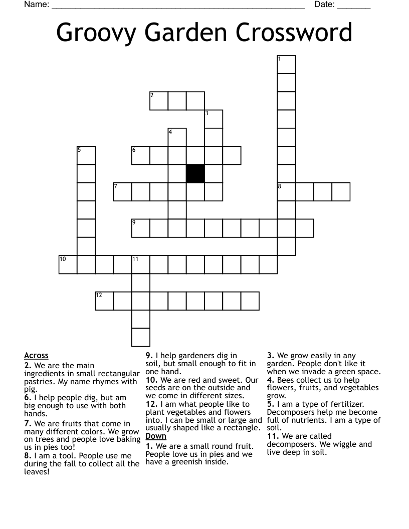 Groovy Garden Crossword WordMint