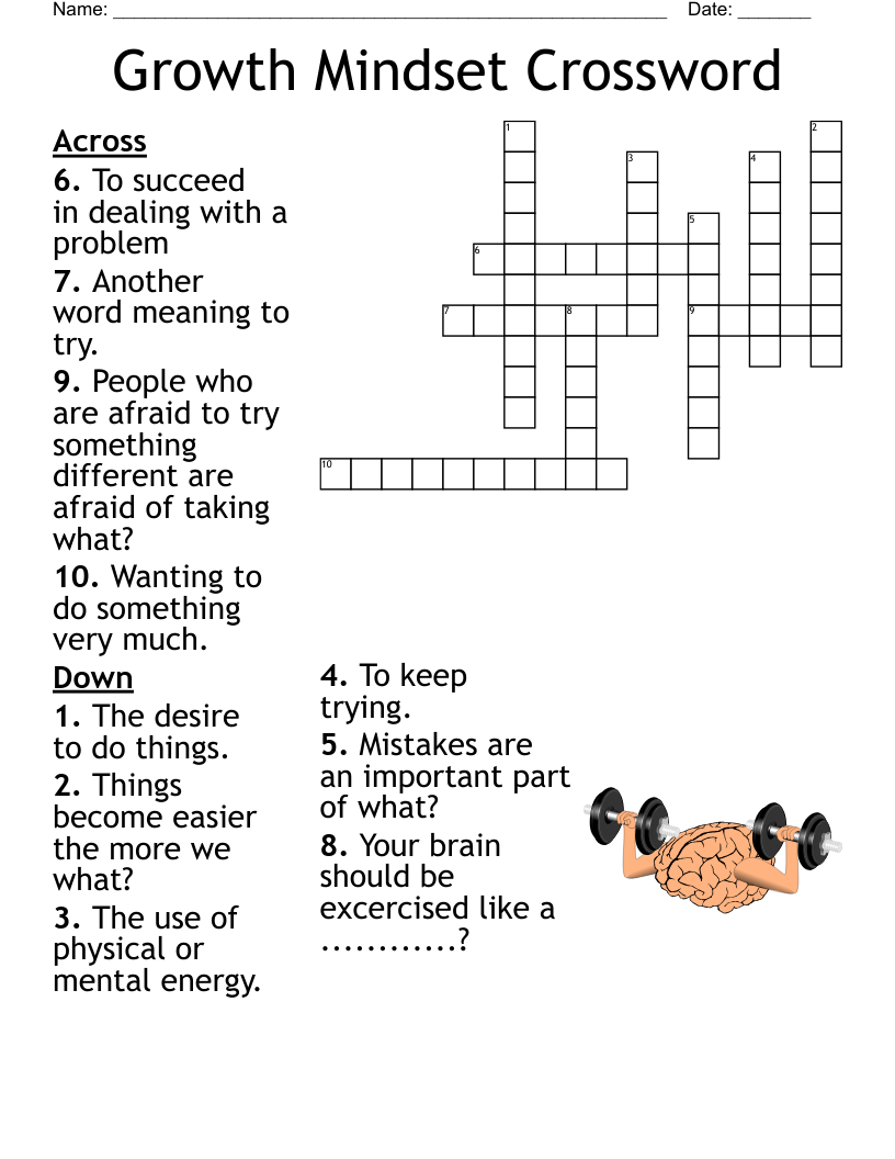 Growth Mindset Crossword WordMint