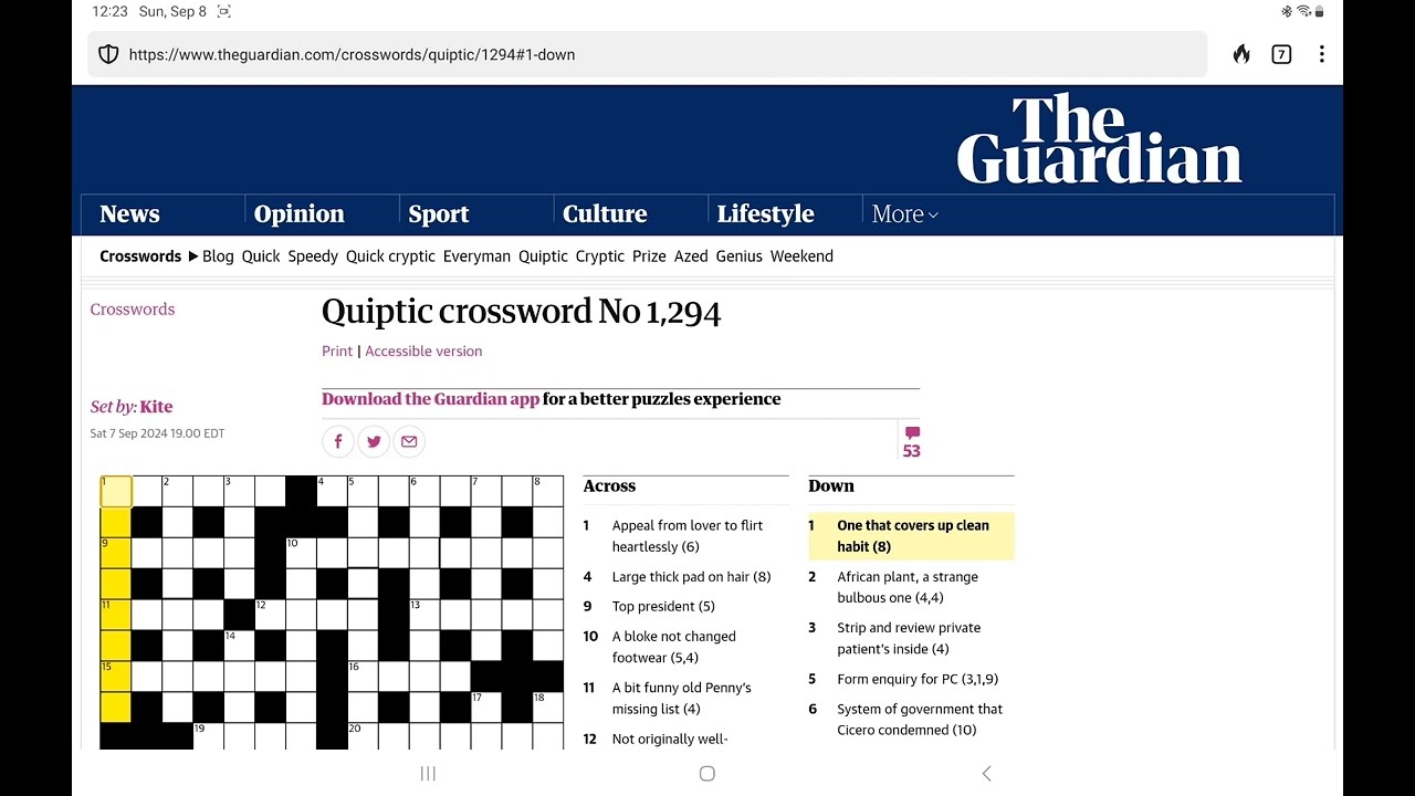 Guardian Quiptic Crossword No 1 294 YouTube