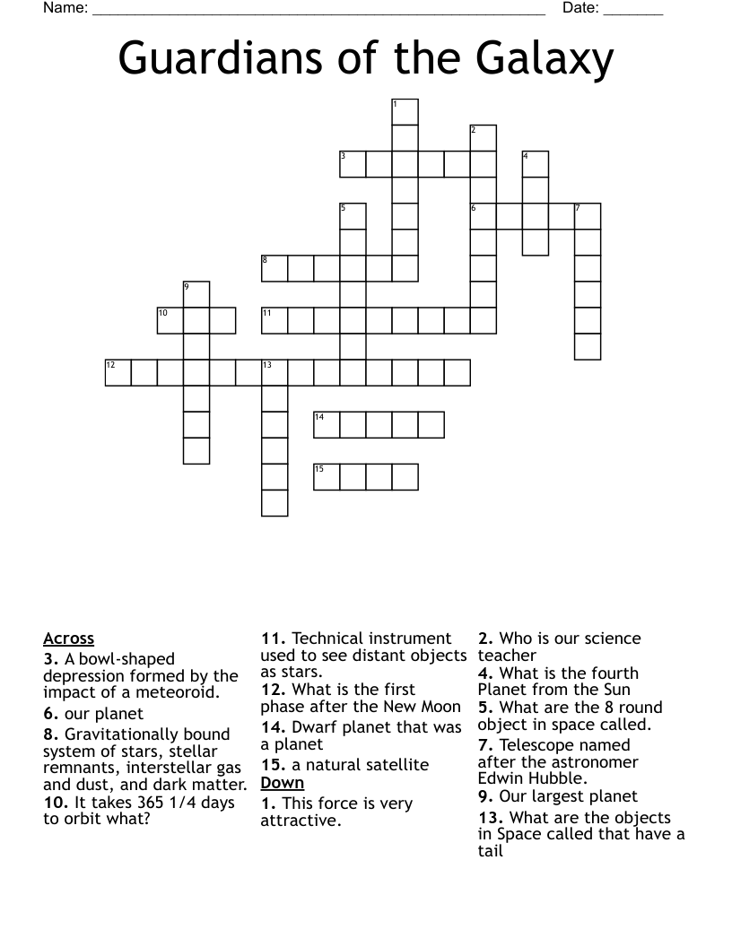 Guardians Of The Galaxy Crossword WordMint Guardians Of The Galaxy Crossword WordMint