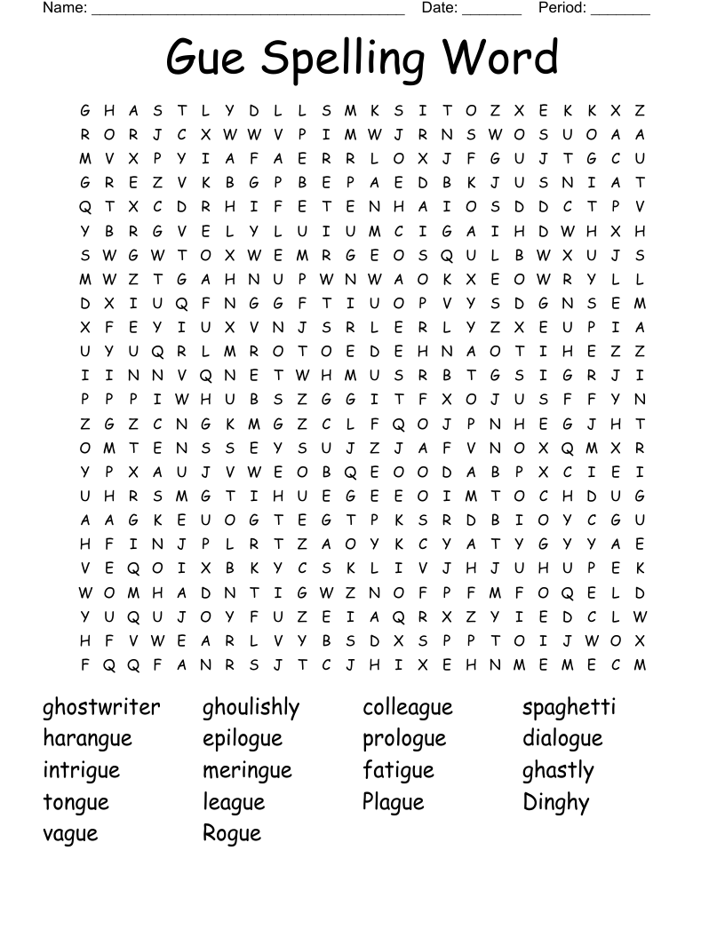 Gue Spelling Word Word Search WordMint