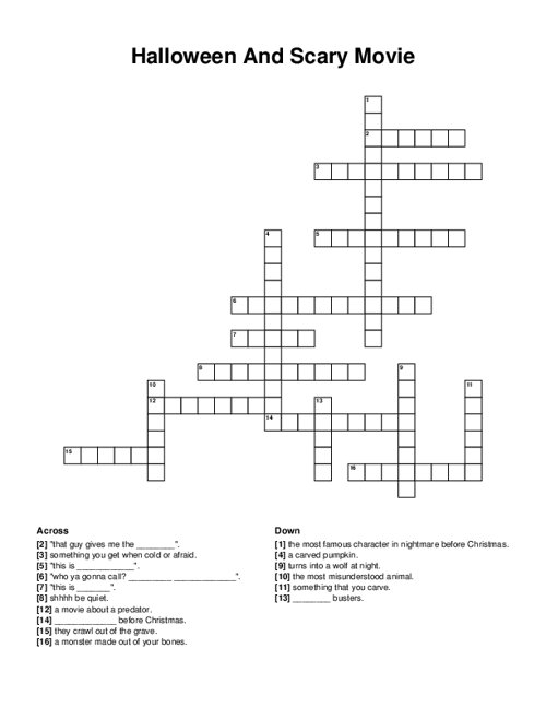 movie crossword puzzle