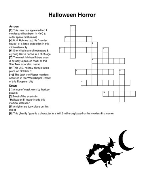 halloween crossword puzzle games