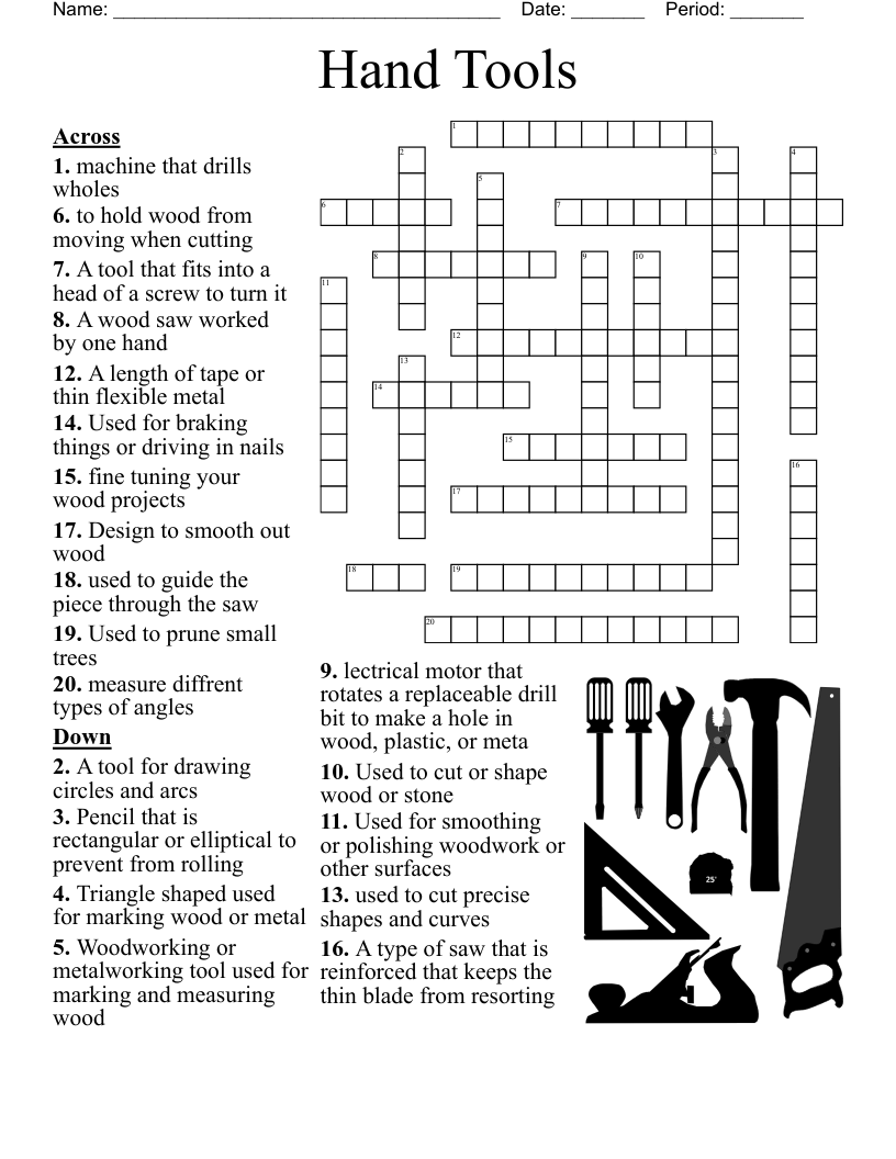 Hand Tools Crossword WordMint