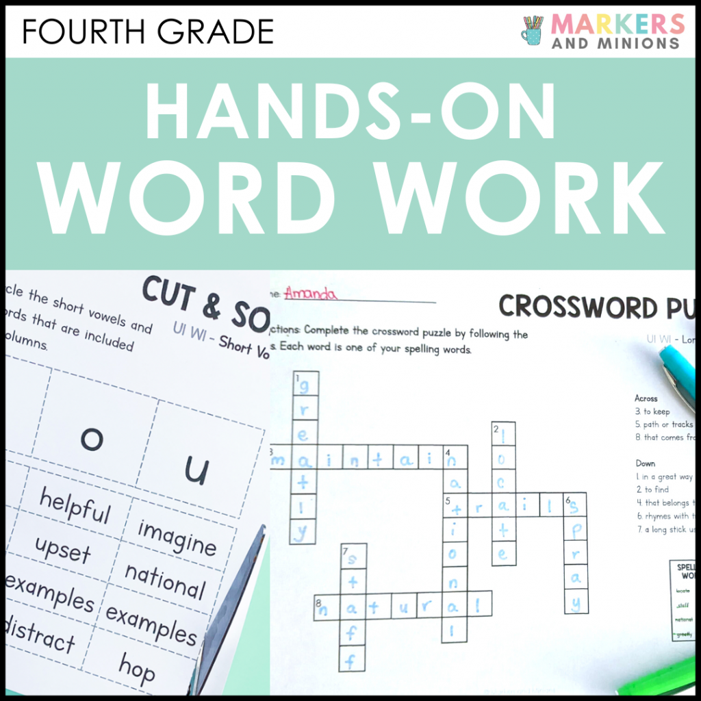 Hands On Word Work Activities Benchmark Advance Fourth Grade Unit 5 Markers Minions
