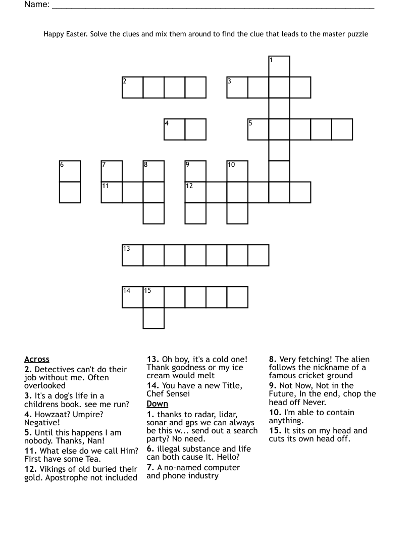 Happy Easter Solve The Clues And Mix Them Around To Find The Clue That Leads To The Master Puzzle Crossword WordMint Happy Easter Solve The Clues And Mix Them Around To Find The Clue That Leads To The Master Puzzle Crossword WordMint