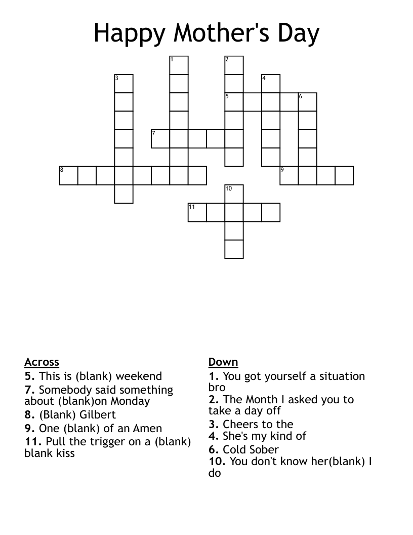 Happy Mother s Day Crossword WordMint