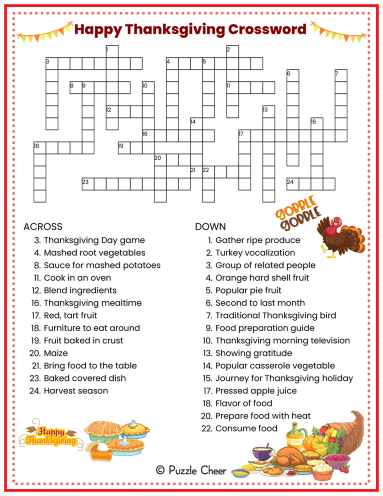 thanksgiving crossword puzzle