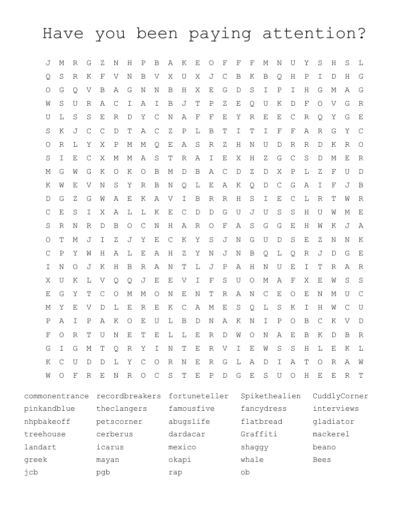Have You Been Paying Attention Word Search WordMint