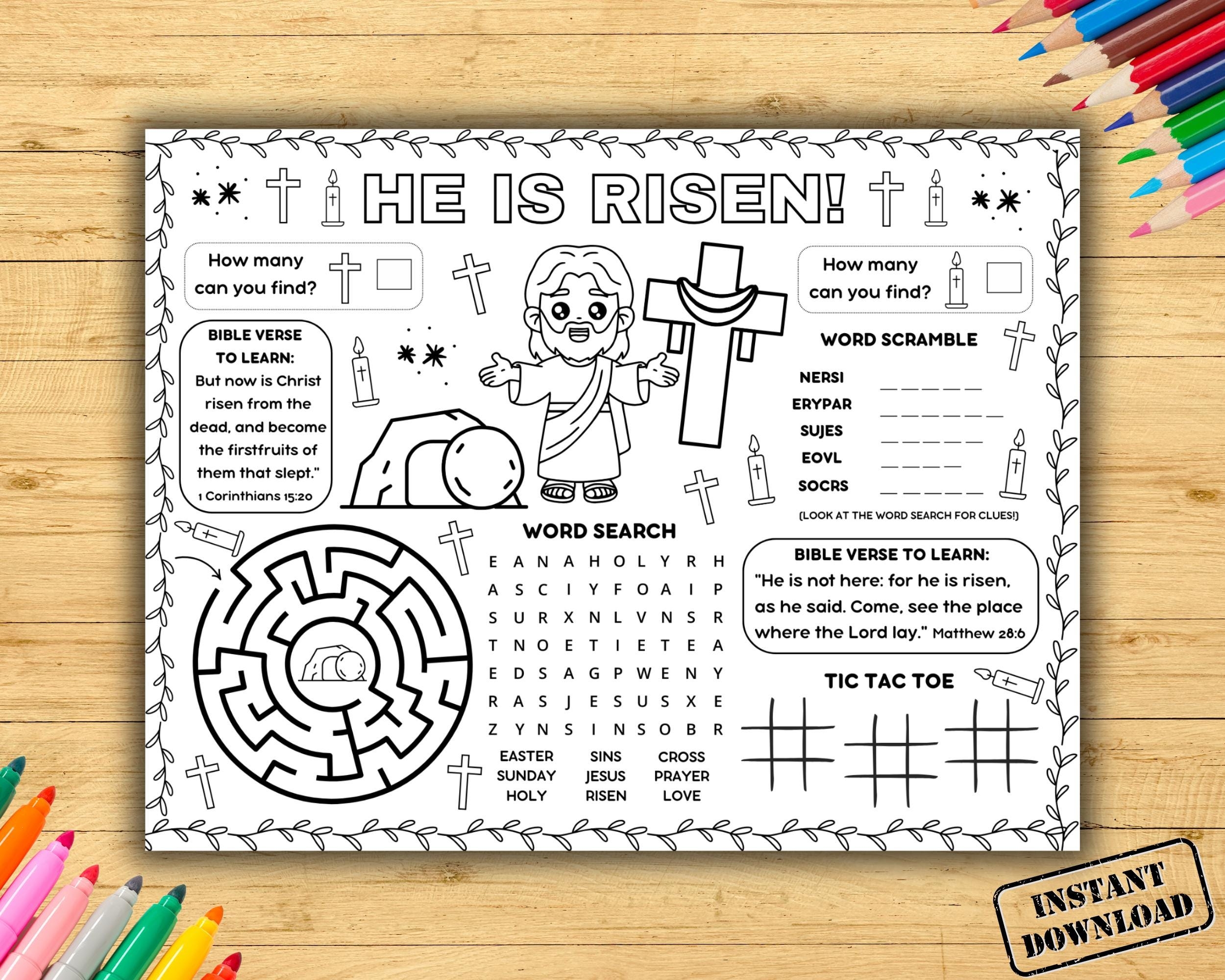 He Is Risen Activity Placemat Resurrection Of Jesus Sunday School Craft Childrens Church Bible Coloring Activity Kids Easter Story Lesson Etsy He Is Risen Activity Placemat Resurrection Of Jesus Sunday School Craft Childrens Church Bible Coloring Activity Kids Easter Story Lesson Etsy