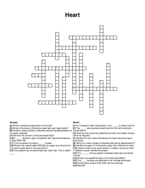 Heart Crossword Puzzle