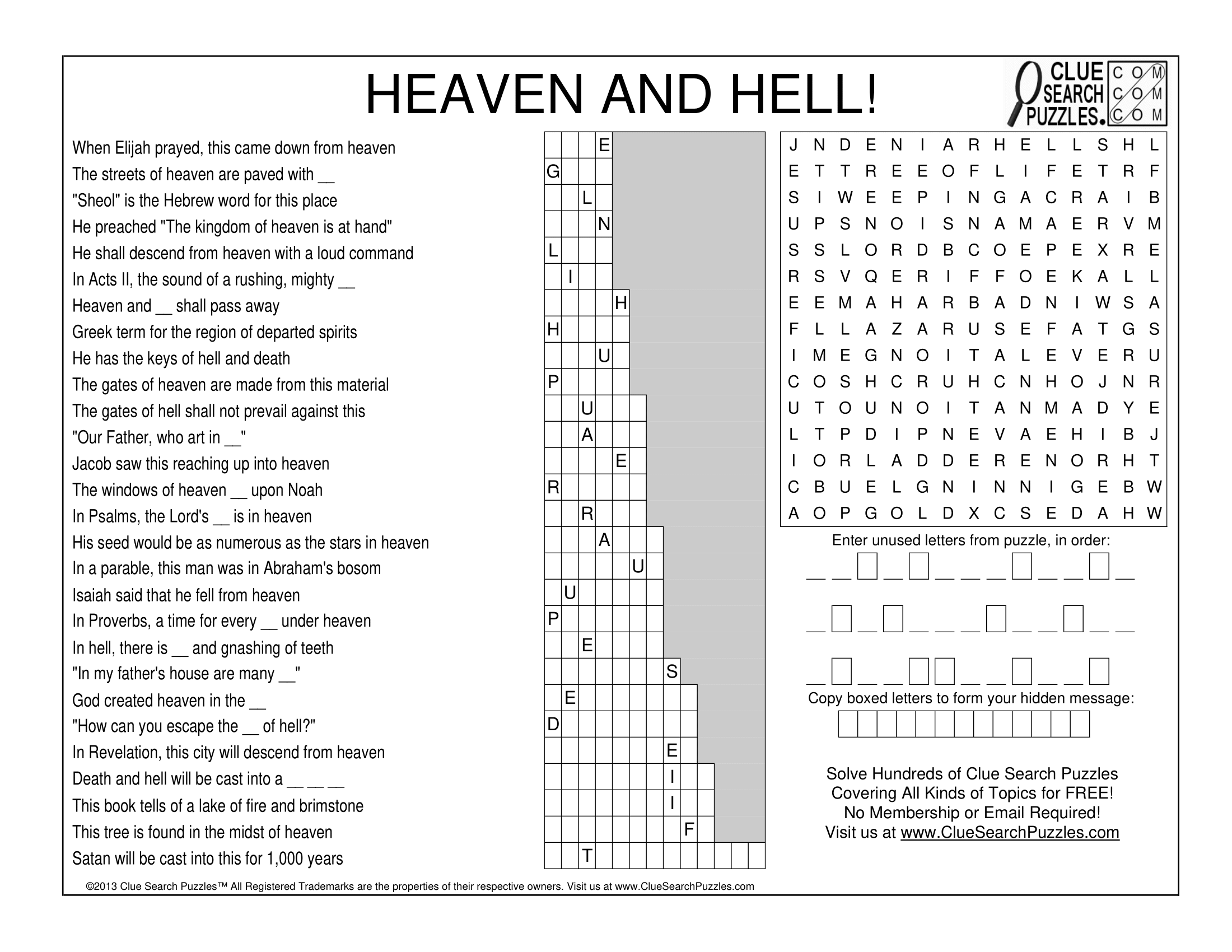 HEAVEN AND HELL TRIVIA QUIZ HEAVEN AND HELL TRIVIA QUIZ