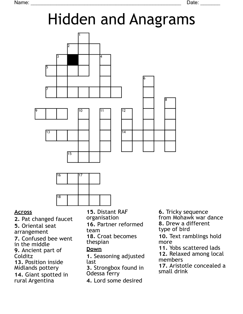 Hidden And Anagrams Crossword WordMint Hidden And Anagrams Crossword WordMint