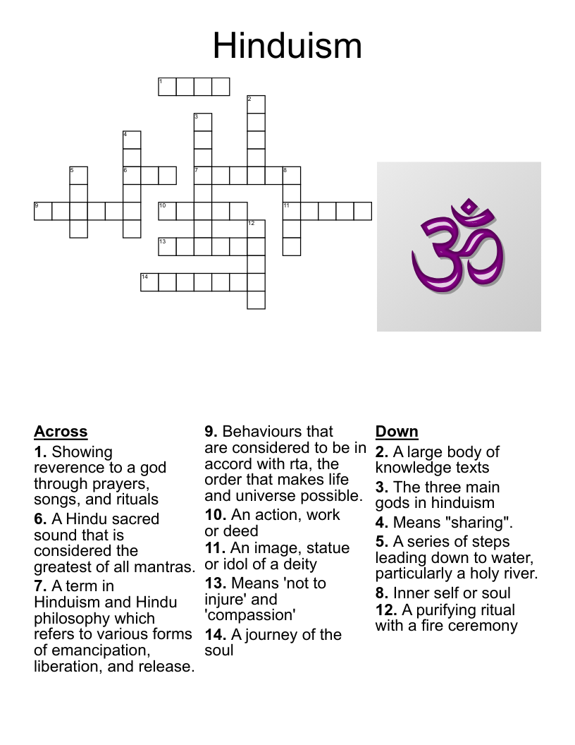 Hinduism Review Crossword WordMint Hinduism Review Crossword WordMint