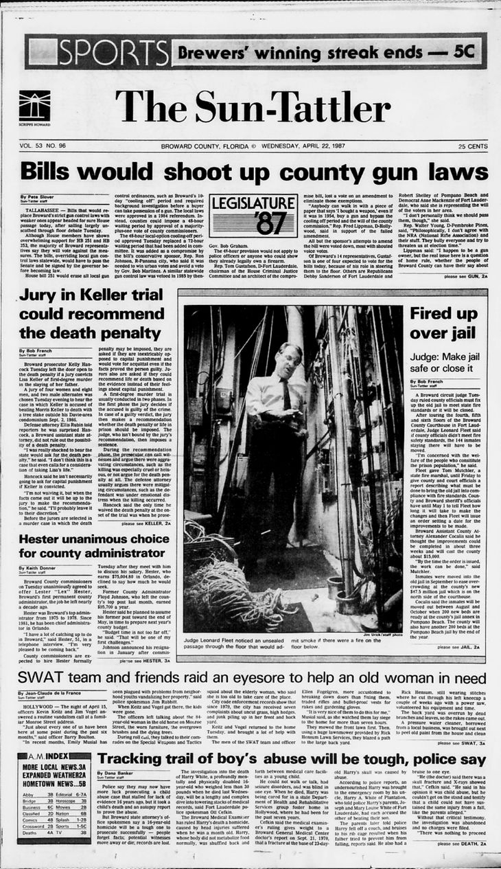 Hollywood Sun Tattler Volume 53 Number 096 Hst04221987 Hollywood Sun Tattler Collection Broward County Library Digital Archives