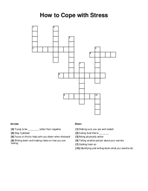 How To Cope With Stress Crossword Puzzle How To Cope With Stress Crossword Puzzle