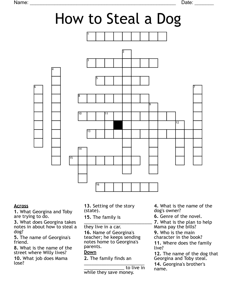 How To Steal A Dog Crossword WordMint