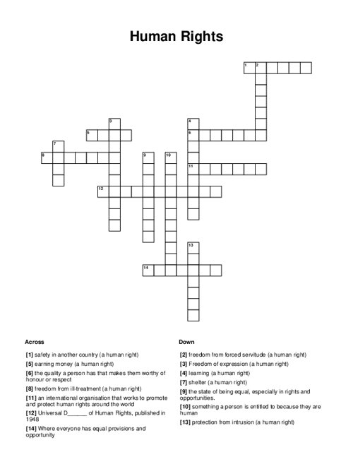 Human Rights Crossword Puzzle