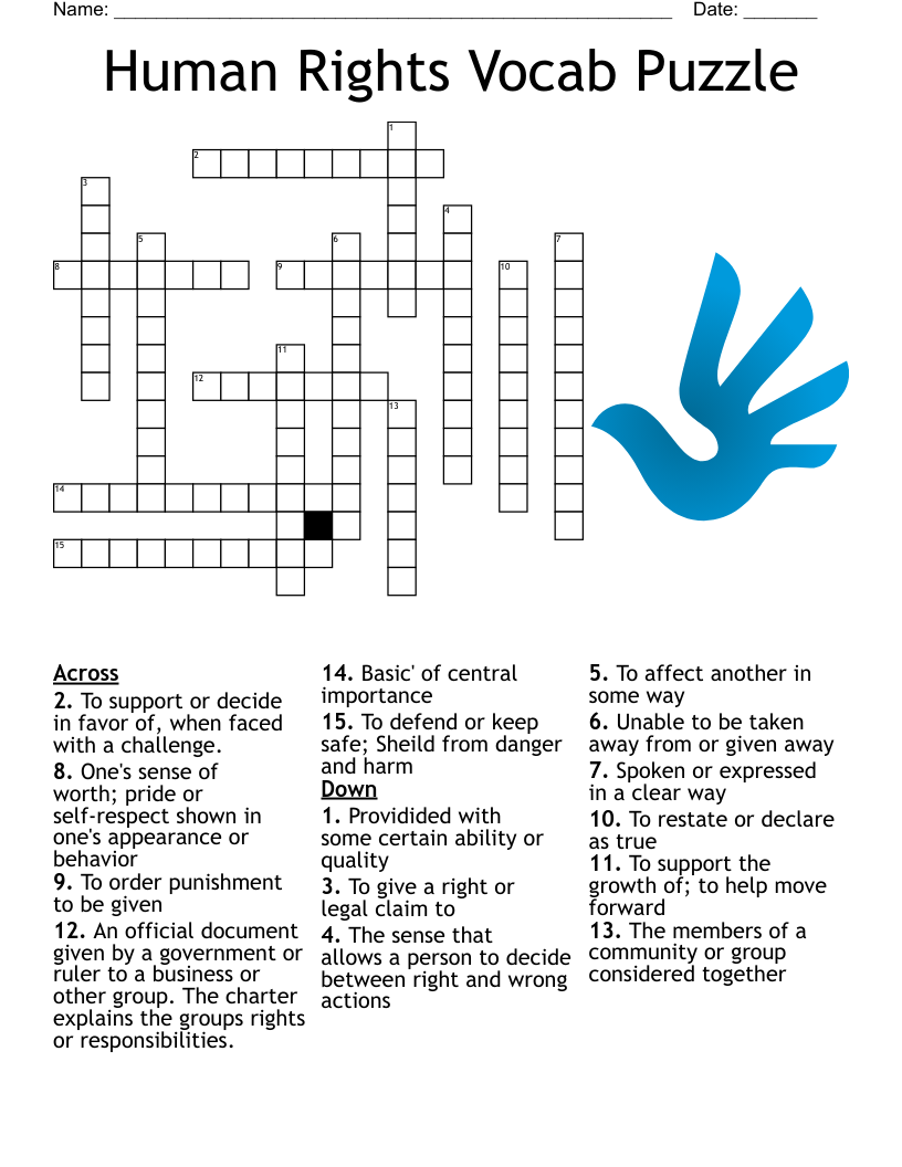 Human Rights Vocab Puzzle Crossword WordMint Human Rights Vocab Puzzle Crossword WordMint