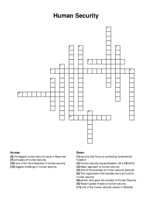 Human Security Crossword Puzzle
