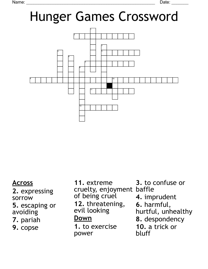 Hunger Games Crossword WordMint