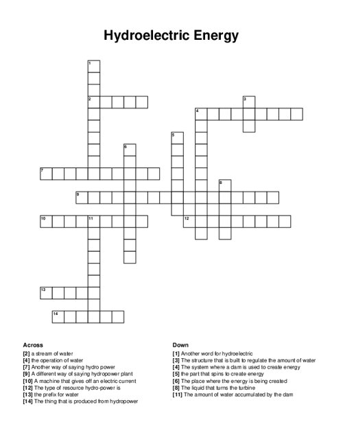 energy crossword puzzle