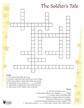Igor Stravinsky Classical Music Crossword Puzzle By MaestroClassics