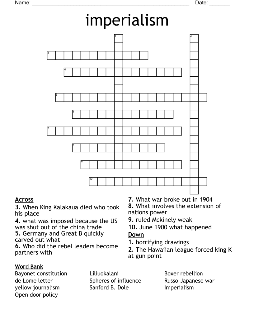 Imperialism Crossword WordMint